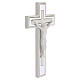 Cruz de parede branca com borda prateada e Cristo opaco 25x15 cm s2
