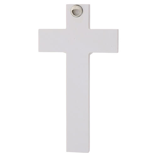 White Wall Cross with Silver Border and Matte Christ, 25.5 x 14.5 cm 3
