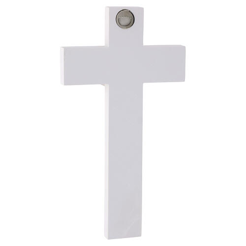 Crucifijo pared blanco detalles doradas cuerpo resina opaca 25x15 cm 3