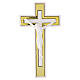 Croix murale blanche insertions dorées corps résine mate 25x15 cm s1