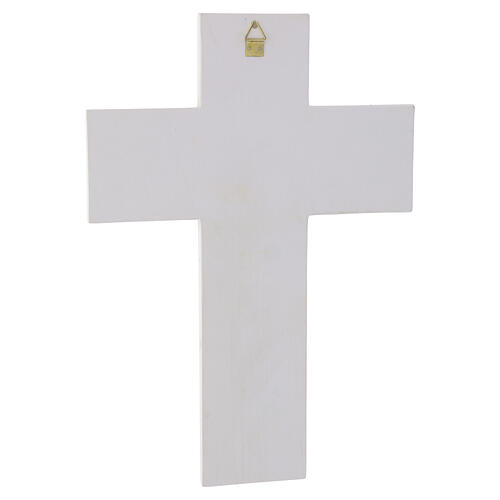 Crucifix mural moderne avec verre de Murano clair 30x20 cm 3