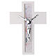 Crucifix mural moderne avec verre de Murano clair 30x20 cm s1