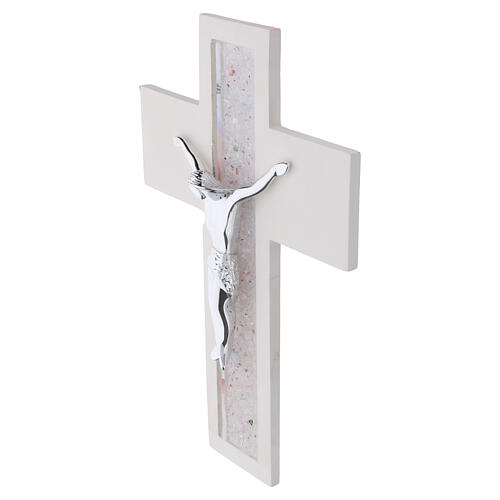 Modern Wall Crucifix with Clear Murano Glass, 32.5 x 18 cm 2
