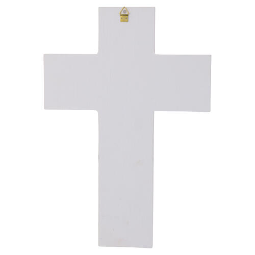 Wall cross in resin with intense pink Murano glass, 13x7 in 3