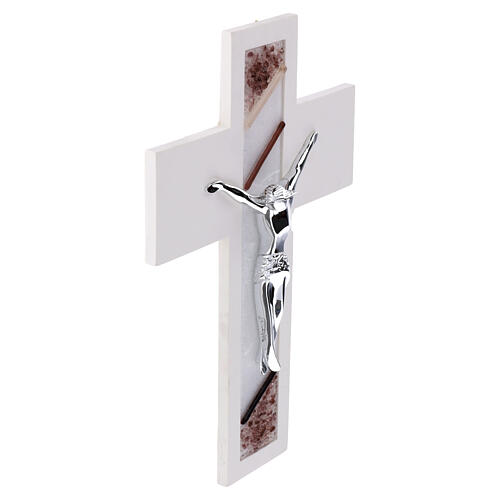 Cruz de pared de resina con vidrio de Murano rosa intenso 30x20 cm 2