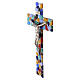 Croix en verre de Murano avec murrines colorées et Christ argenté 35x20 cm s2