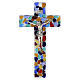 Croce in vetro di Murano con murrine colorate e Cristo argentato 35x20 cm s1
