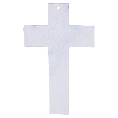 Murano Glass Cross with Colored Fragments and Silvered Christ, approx. 35 x 20 cm 3