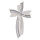 Decorative bow-shaped white ceramic cross with hammered-effect inserts, 6x4 in s1