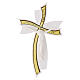 Wall crucifix 'Fiocco' in white with gold details, resin body 16x8 cm s1