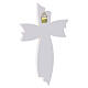 Wall crucifix 'Fiocco' in white with gold details, resin body 16x8 cm s3