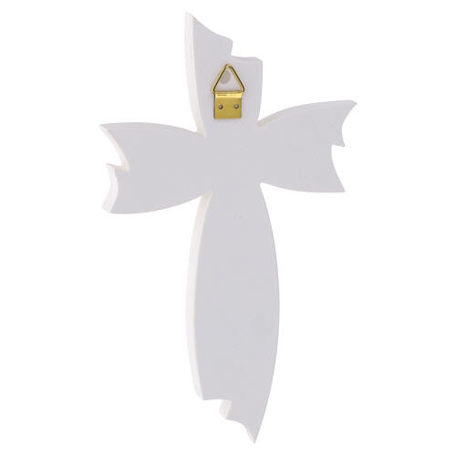 White Ceramic Bow Cross with Taupe Hammered-effect Insets, 16x10 cm 3