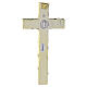 Saint Benedict wall crucifix with gold wood-effect finish and silver metal corpus, 16x8 cm s3