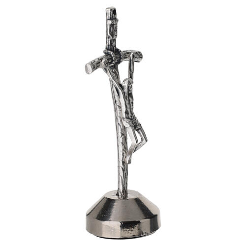 Crucifijo 6,5 cm magnético zamak acabado plata base redonda 3