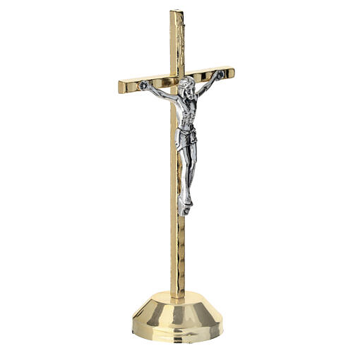 Crucifix 12,5 cm métal bicolore base magnétique dorée 4