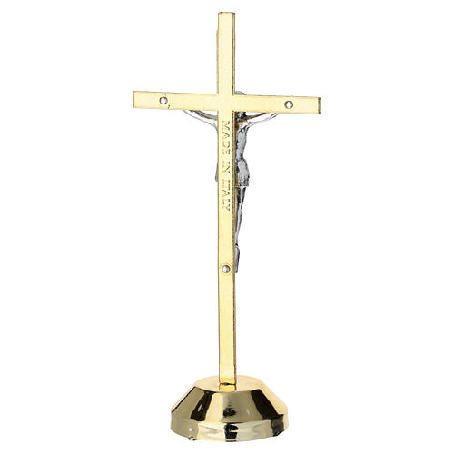 Krucyfiks 12,5 cm metal dwukolorowy, złota podstawa magnetyczna 5