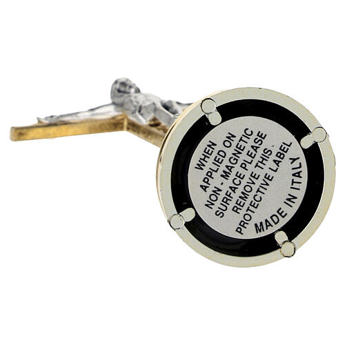 Krucyfiks 12,5 cm metal dwukolorowy, złota podstawa magnetyczna 6