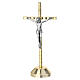 Crucifixo 12,5 cm metal bicolor base magnética dourada s1