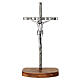 Silver-finished zamak crucifix, 5 in, wooden base s1