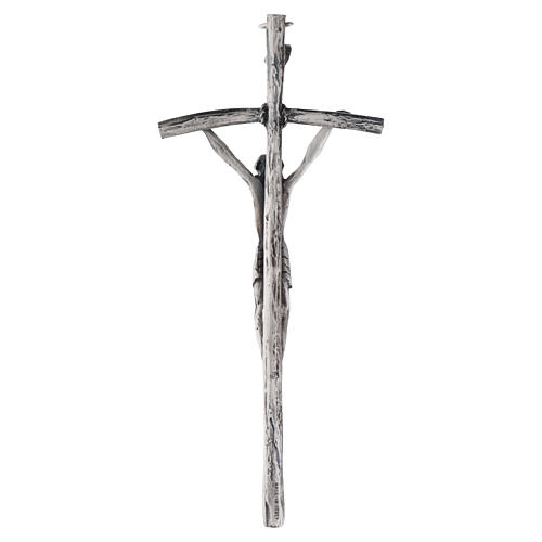 Cruz pastoral São João Paulo II zamak prateado 30x15 cm 4