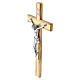 Croix murale 30x20 cm bois d'olivier fond doré Christ en zamak s2