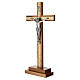 Table cross in olivewood, 10x4 in, gold-finish insert, Christ in zamak s3