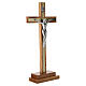 Cruz de mesa 25 x 10 cm madera olivo inserciones oro Cristo zamak s5