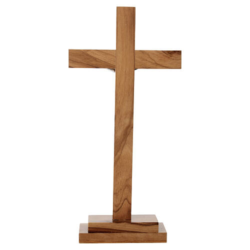 Croix de table 25x10 cm en bois d'olivier avec inserts dorés, corps du Christ en zamak 6