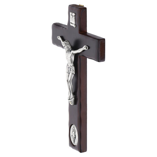 Croix murale 20x10 cm émaillée rouge avec Christ et Médaille Miraculeuse en zamak 2