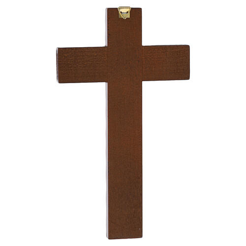 Cruz de parede 20x10 cm esmaltada vermelha com Cristo e Medalha Milagrosa em zamak 4