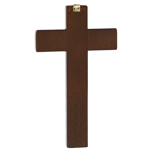 Croce legno scuro 20x10 cm da parete con Cristo e medaglia San Benedetto 4