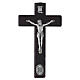 Croce legno scuro 20x10 cm da parete con Cristo e medaglia San Benedetto s1