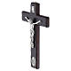 Cruz de madeira escura 20x10 cm para parede com Cristo e medalha São Bento s2