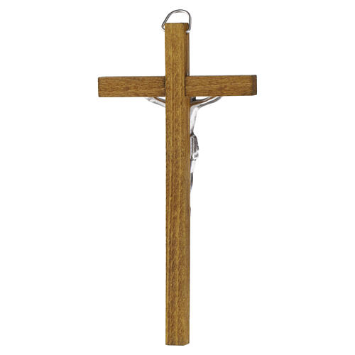 Cruz de pared 15x10 cm madera clara con Cristo de zamak 4