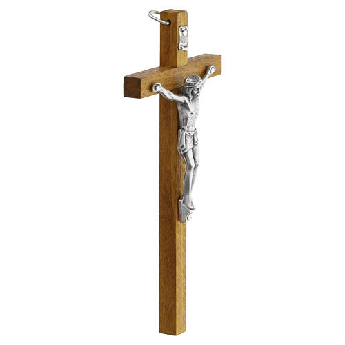 Croce da parete 15x10 cm legno chiaro con Cristo in zama 3