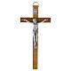 Croix murale bois clair 20x10 cm avec Christ en métal s1