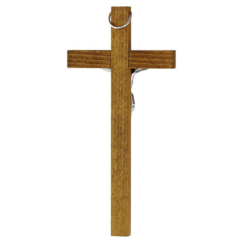 Cruz de parede 20x10 cm em madeira clara com corpo de Cristo em metal 4