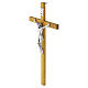 Wall cross, 12x6 in, light wood with silver-finish alloy Christ figure s2
