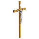 Cruz de pared 30x15 cm de madera clara con figura de aleación plateada s3