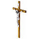 Cruz de parede 30x15 cm em madeira clara com Cristo e detalhes prateados s2
