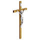Cruz de parede 30x15 cm em madeira clara com Cristo e detalhes prateados s3