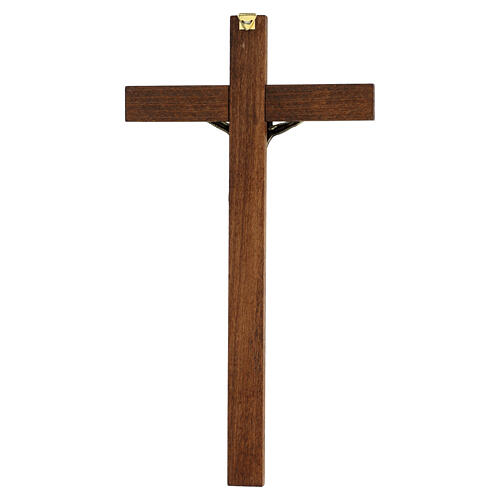 Wall crucifix in dark wood with brass Christ, 12x6 in 4