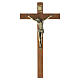 Wall crucifix in dark wood with brass Christ, 12x6 in s1