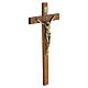 Wall crucifix in dark wood with brass Christ, 12x6 in s3