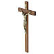 Dark Wood Wall Crucifix with Brass Christ, 30x15 cm s2