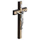 Two-tone wooden wall cross with silvered metal body of Christ, 20x10 cm s3