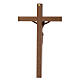 Wall crucifix in wood with cast copper body of Christ, 15x9 in s4