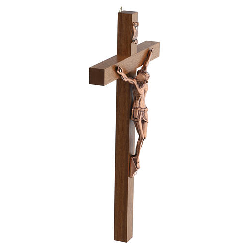 Croix murale en bois 40x20 cm avec corps du Christ en cuivre moulé 3