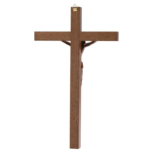 Cruz de parede em madeira 40x20 cm com corpo de Cristo em cobre fundido 4