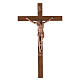 Cruz de parede em madeira 40x20 cm com corpo de Cristo em cobre fundido s1